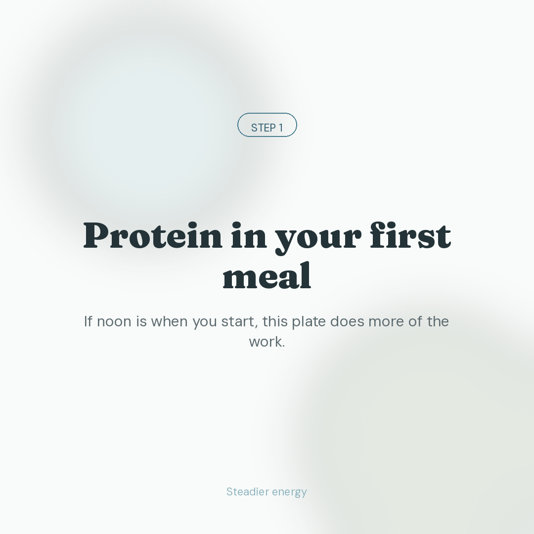 Three small steps for getting enough protein. (Step 1: Protein in your first meal)