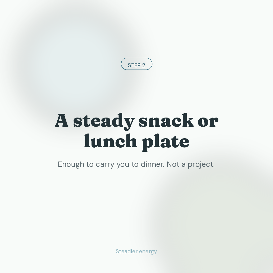 Three small steps for getting enough protein. (Step 2: A steady snack or lunch plate)